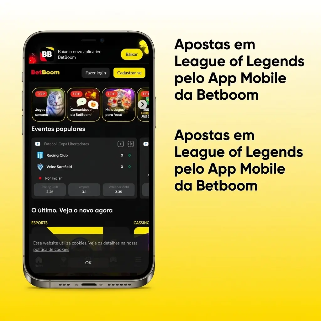 Apostas em League of Legends no app mobile Betboom para Android e iOS com esports disponíveis