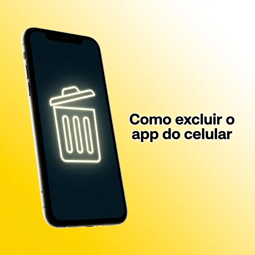 Mãos removendo app no Android e iOS, com opção Desinstalar e aviso de que a conta permanece ativa