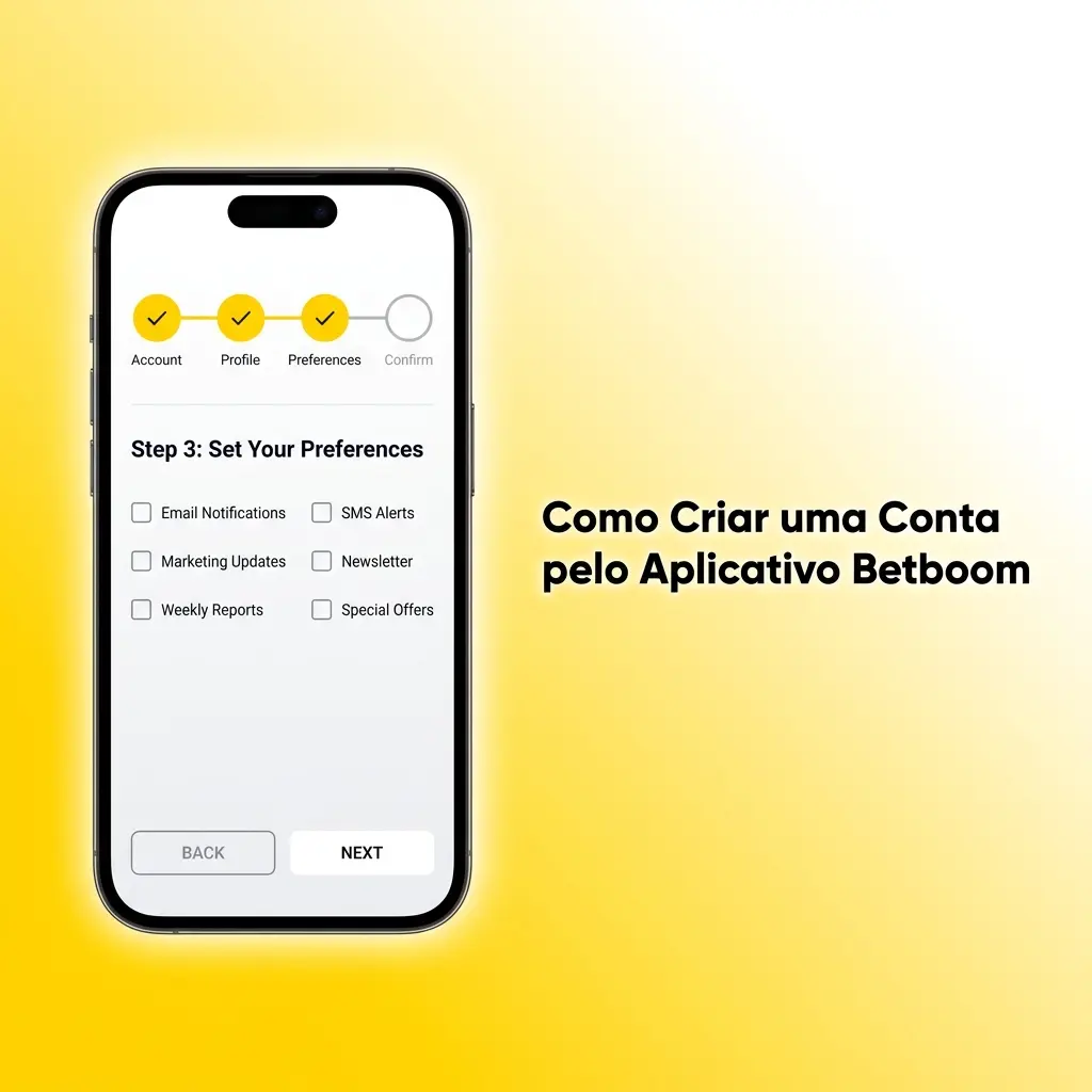 Guia de cadastro no aplicativo Betboom pelo iPhone com passos para criar conta e ativar bônus