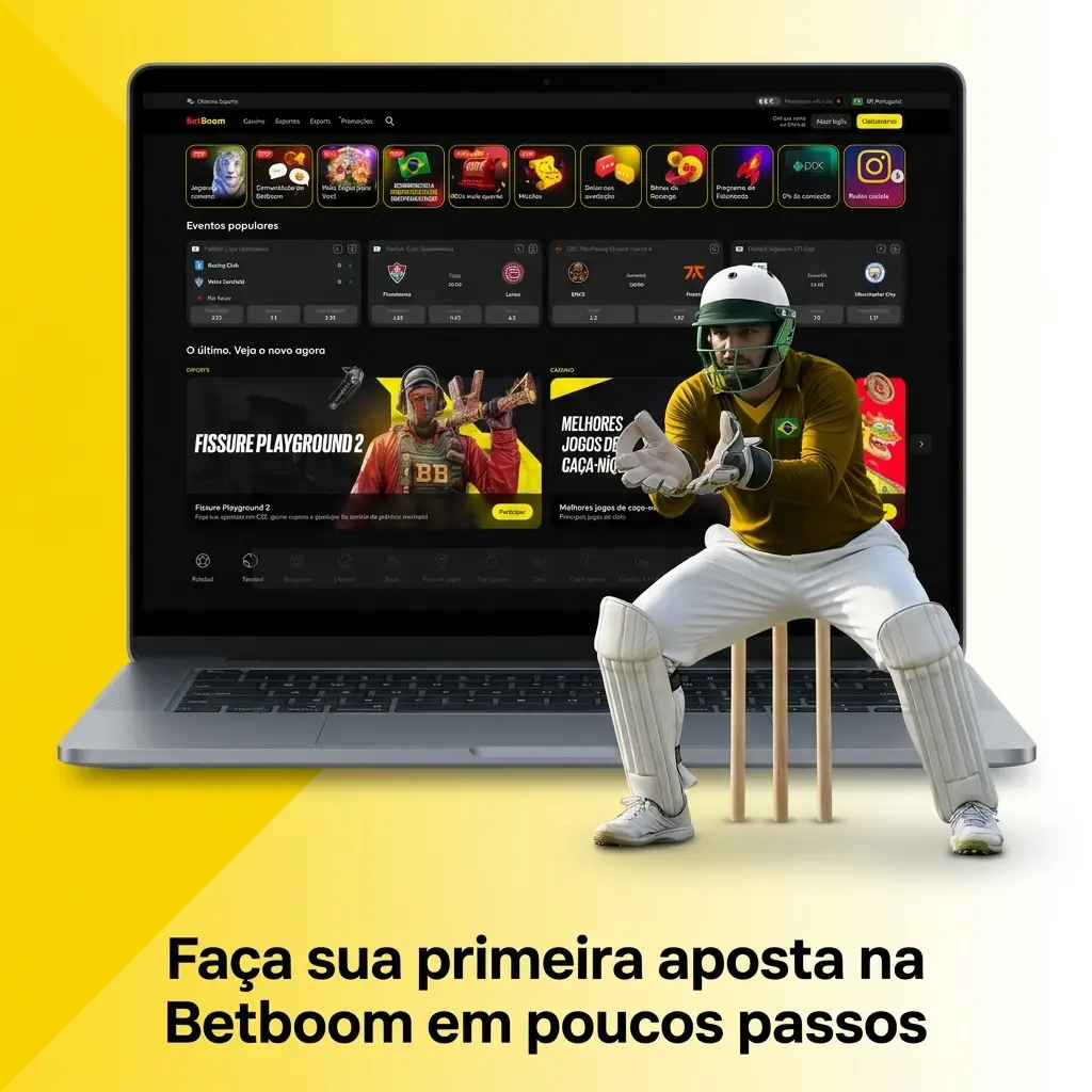 Passos para fazer a primeira aposta na Betboom: entrar/criar conta, escolher esporte e mercado, definir valor e confirmar bet