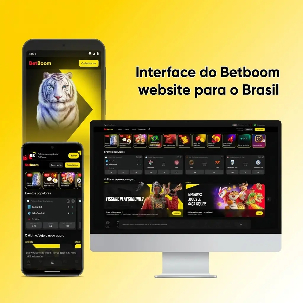 Interface do site Betboom Brasil com menu de esportes e cassino, busca de eventos, Pix para depósito e cupom de aposta
